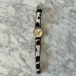 Joe Boxer “Time Flies” Cow Watch – 1996 Vintage – Brown Leather Band – Women’s